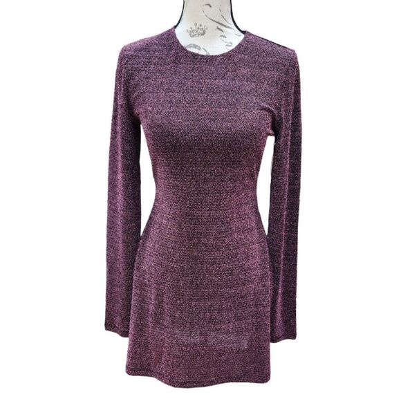 Reformation NWT Riley Mini Skater Fit & Flare Dress in Blush‎ Sparkle Metallic M - Picture 1 of 12